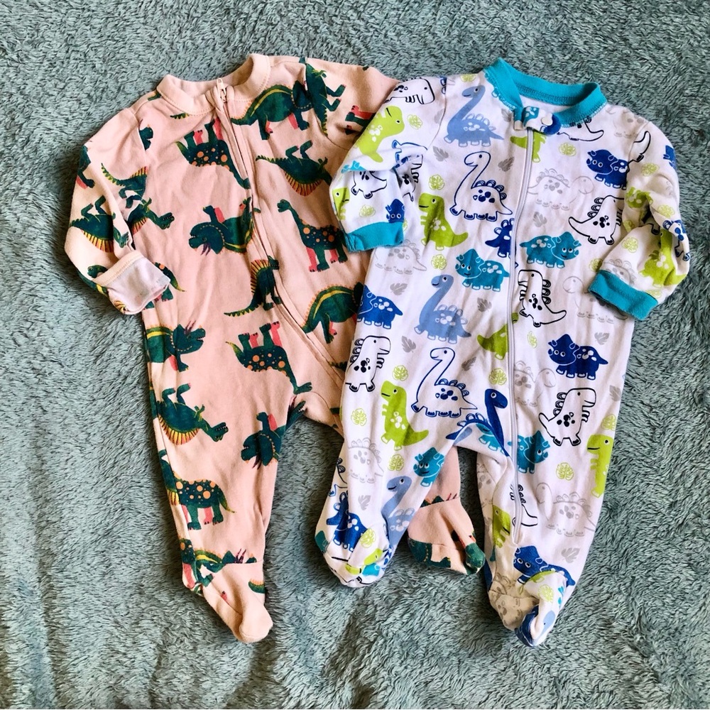 Dinosaur Print Footies - Multicolor